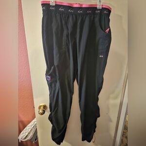 Koi Black Scrub Pants with Pink Trim - Women's